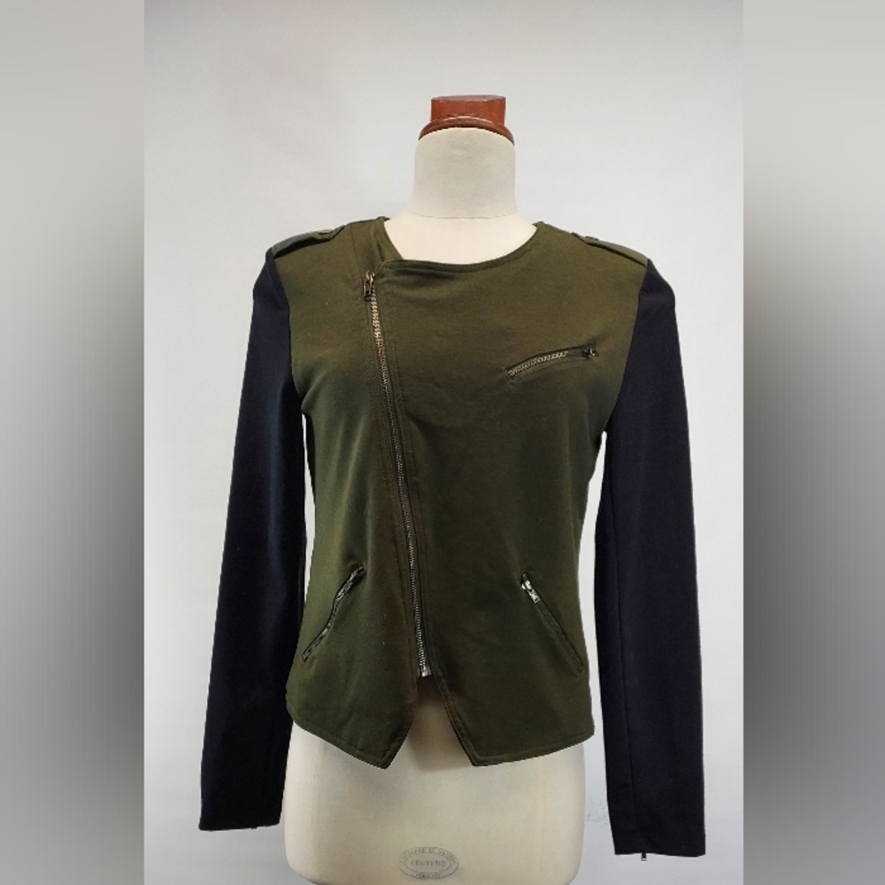 Asymmetrical Green & Black Blazer Shirt